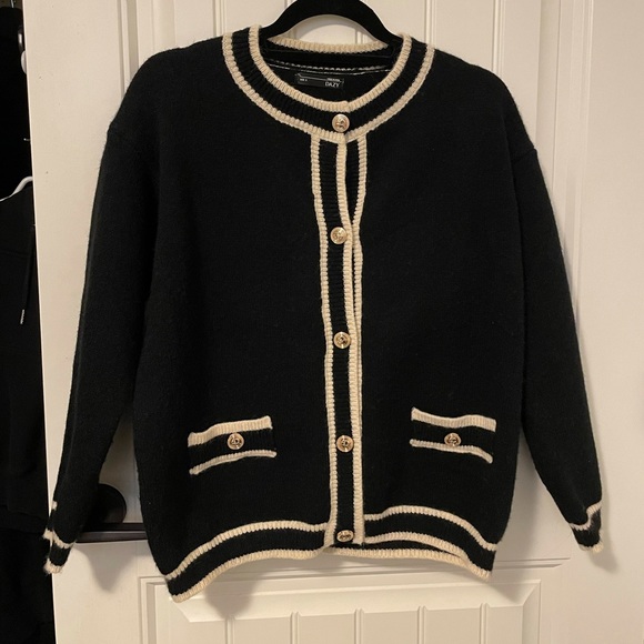 DAZY Stripe Trim Gold Button Cardigan - Picture 12 of 13